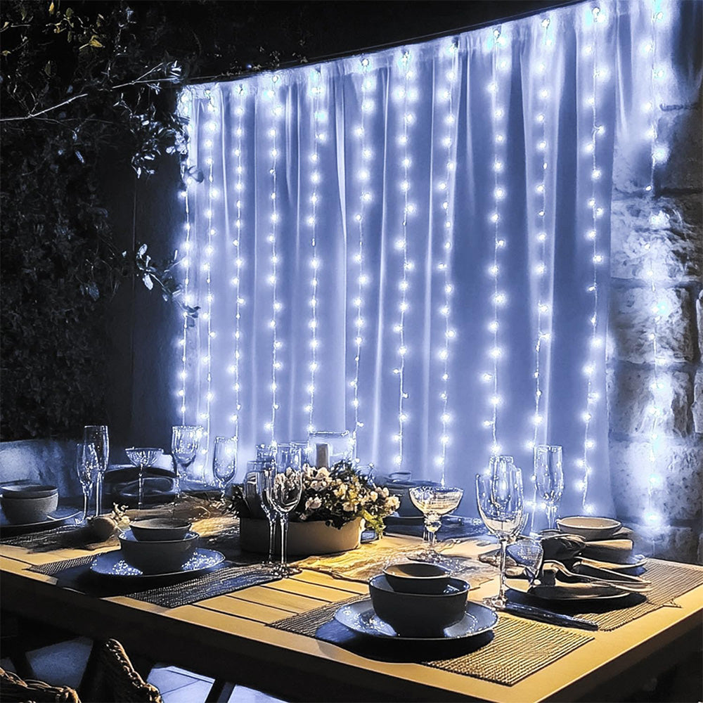 Solar Fairy Curtain Lights ¨C Christmas Hanging String Lights for Window Backdrop White