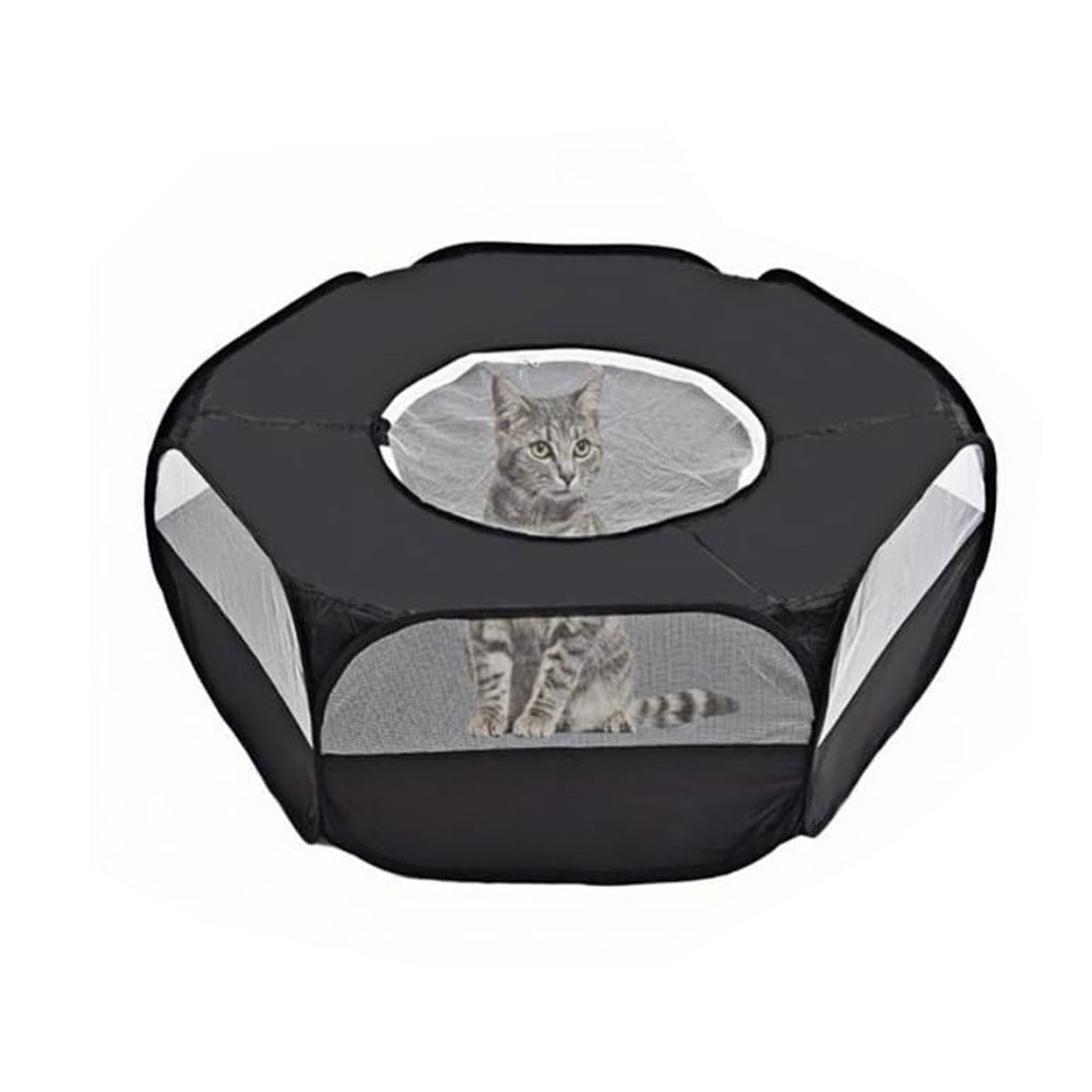 Portable Pop-Up Small Animal Playpen Foldable Pet Tent for Chick Hamster Rabbit Black