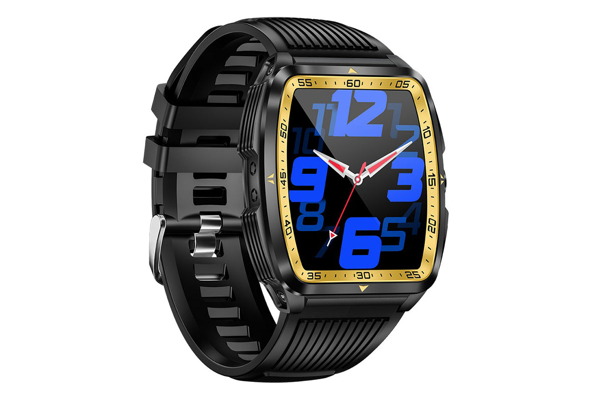 Military Smart Watch for Men Heart Rate Sleep Monitor IPX8 Waterproof for Android iOS -Black and Gold