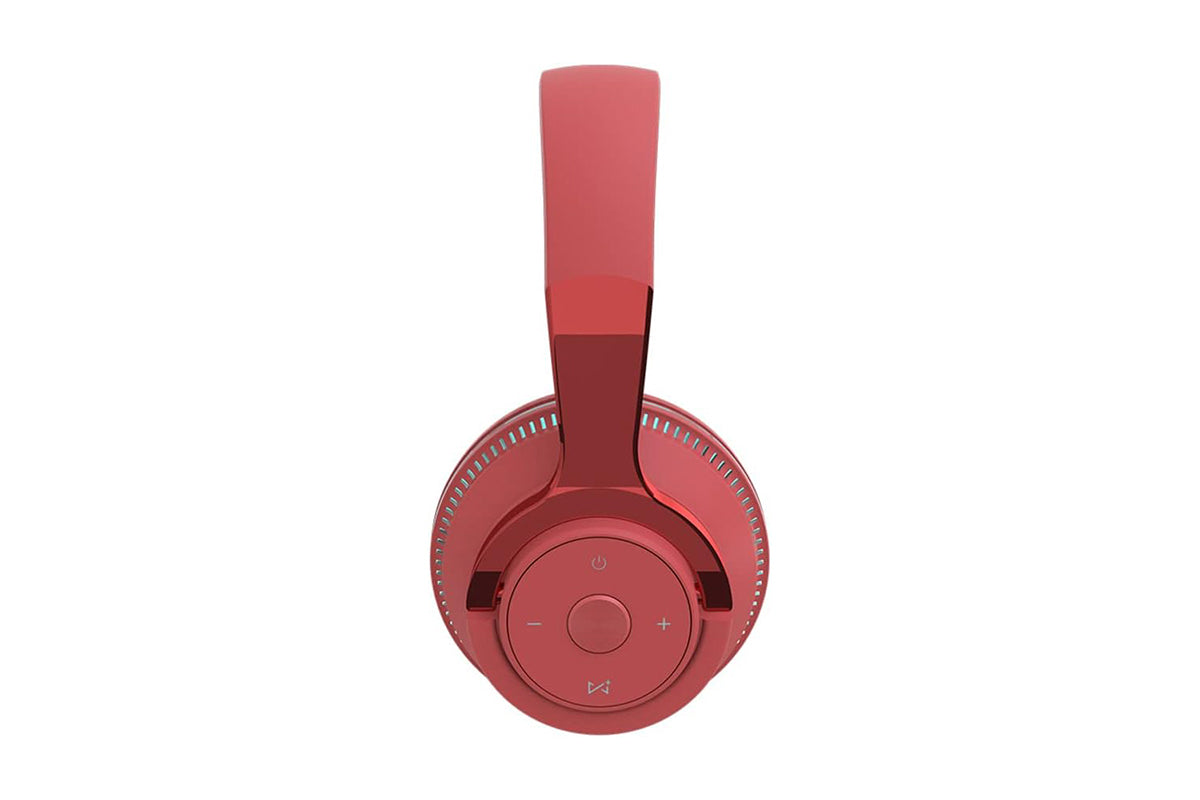Wireless Headphones Over Ear Stereo Noise Cancelling Headset Comfortable Earpads for Travel Home-Red