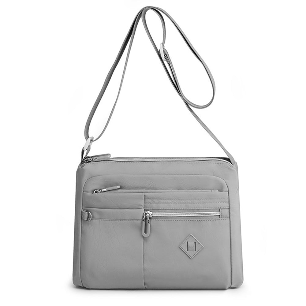 Multi-Pocket Crossbody Bag for Women Water Resisant Shoulder Bag Messenger Bag Casual Nylon Purse Handbag Gray