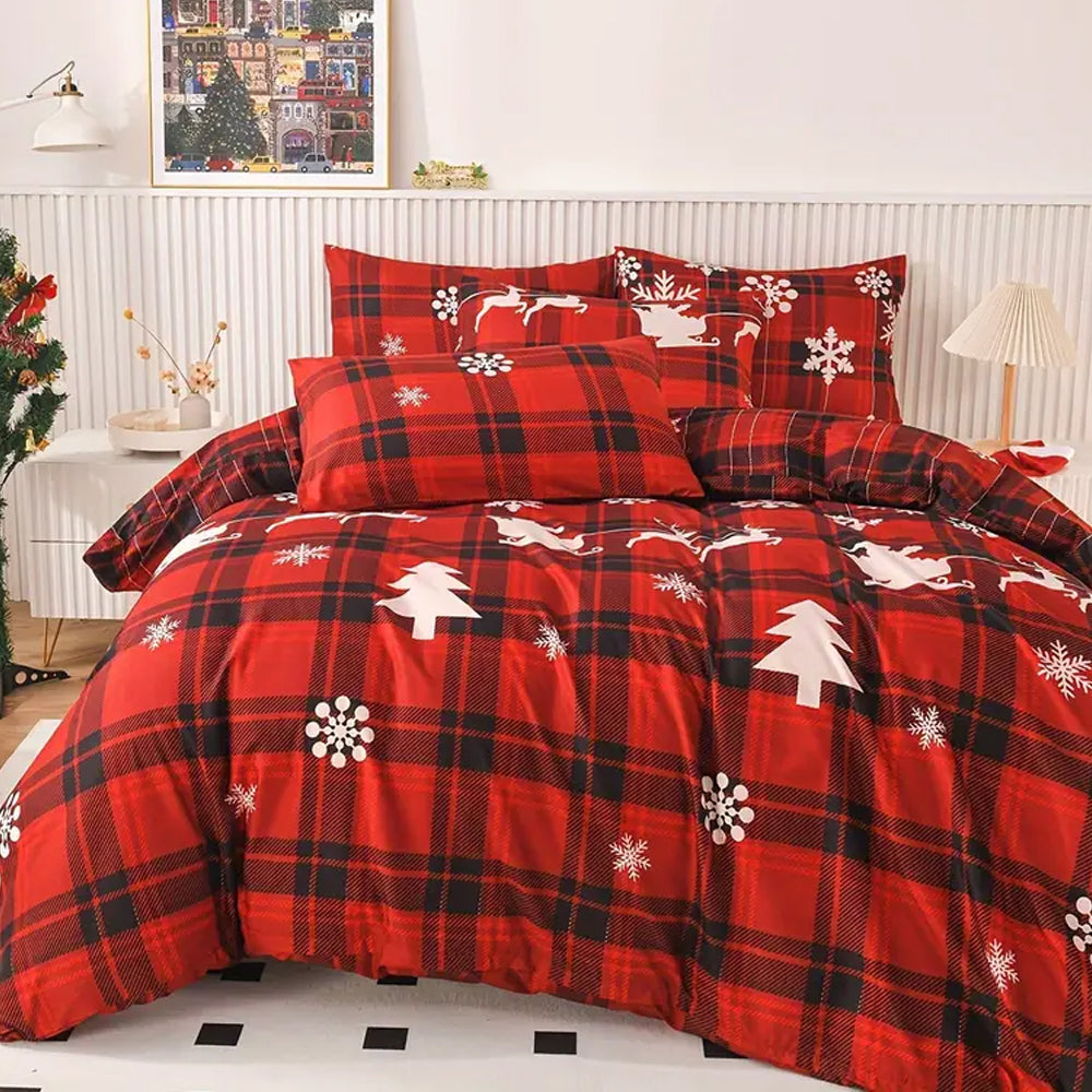 Christmas Bedding Set Quilt Cover Pillowcases Set Xmas Printed Bedding Christmas Decor Style 2