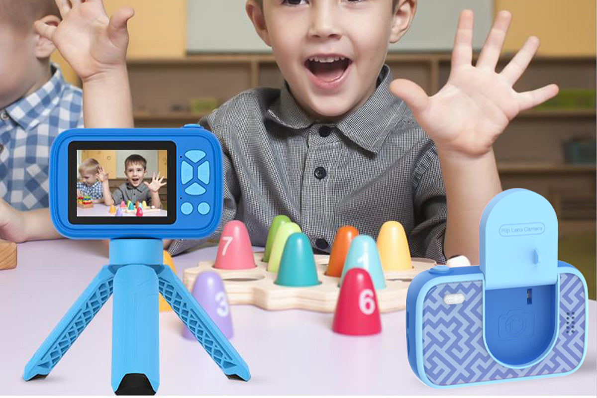 32GB Camera Toys for Boys Girls 1080P HD Digital Camera with Flip up Lens for Selfie and Video Christmas Birthday Party Gifts-Blue