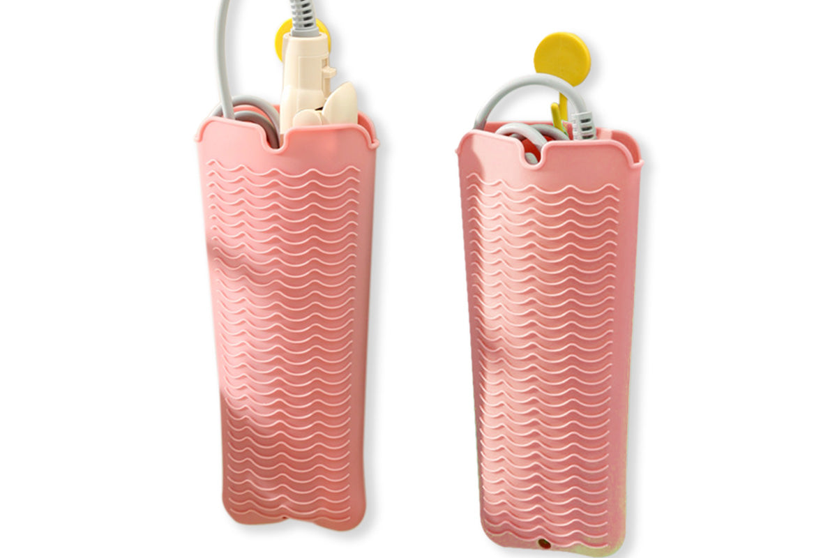 4 Pack Heat Resistant Silicone Pouch for Hair Styling Tools-Pink