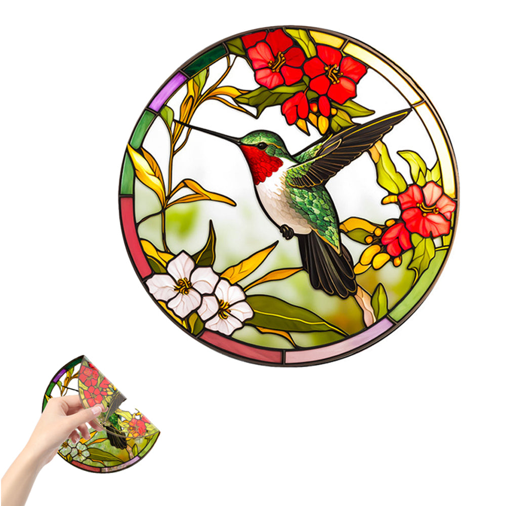 Static Cling Window Sticker Glass Painted Art Decal Window Clings for Home Decoration-Green bird