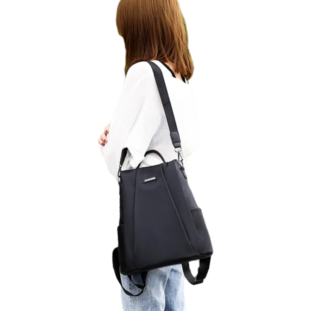 3-in-1 Womens Water-Resistant Backpack Anti-theft Rucksack Travel Shoulder Bag Black