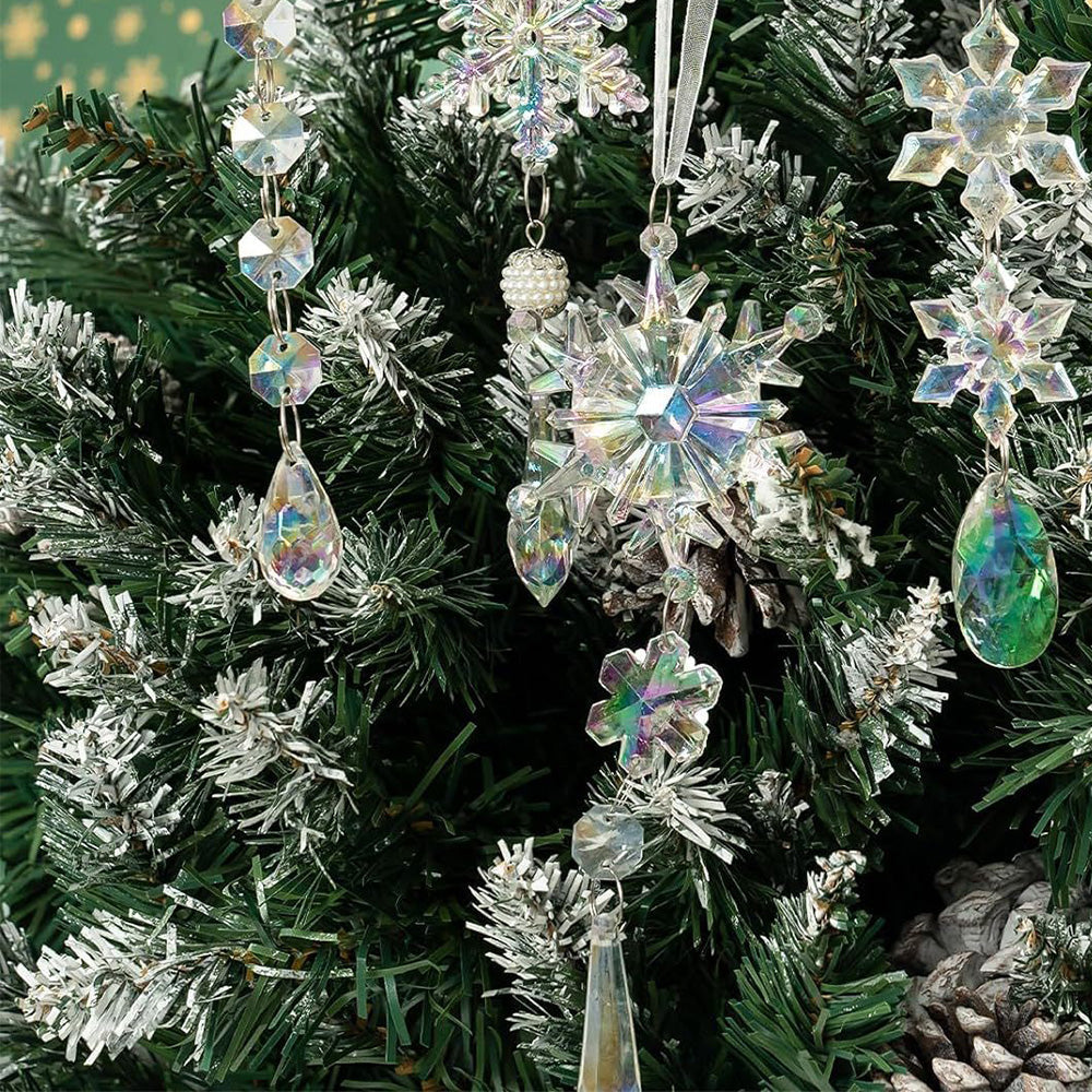 18PCS Hanging Acrylic Snowflake & Icicle Ornaments for Christmas Tree Decor Mixed Color