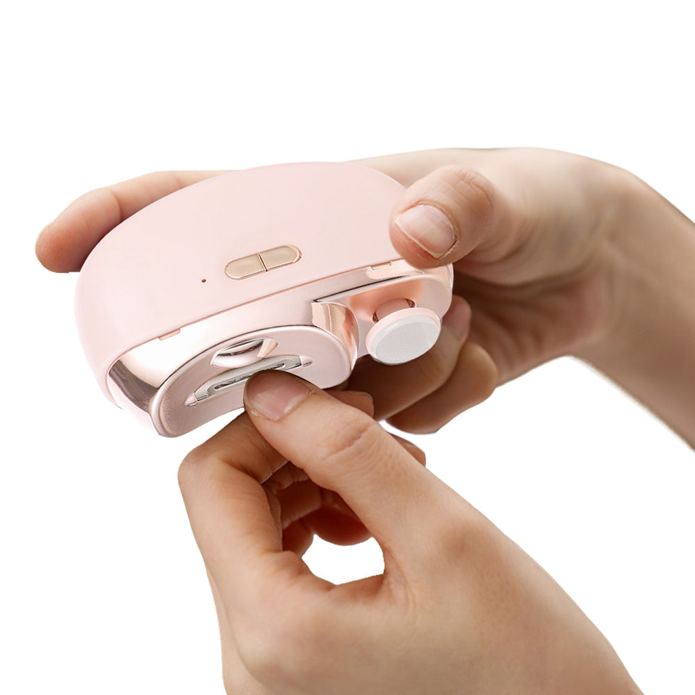 2-in-1 Electric Nail Clipper and Nail Polisher Portable Grooming Tool Pink