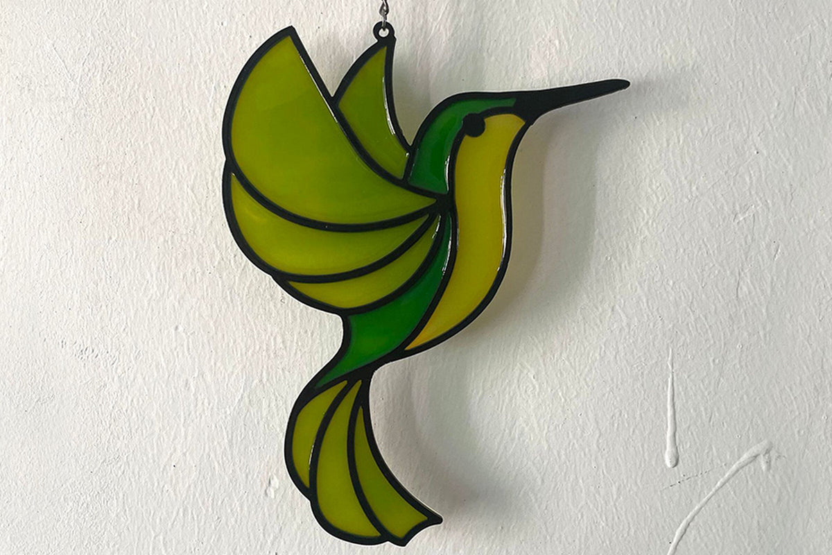 Glass Hummingbird Ornament Suncatcher Tree Spring Hanging Bird Art Window Hanging Decor-Green