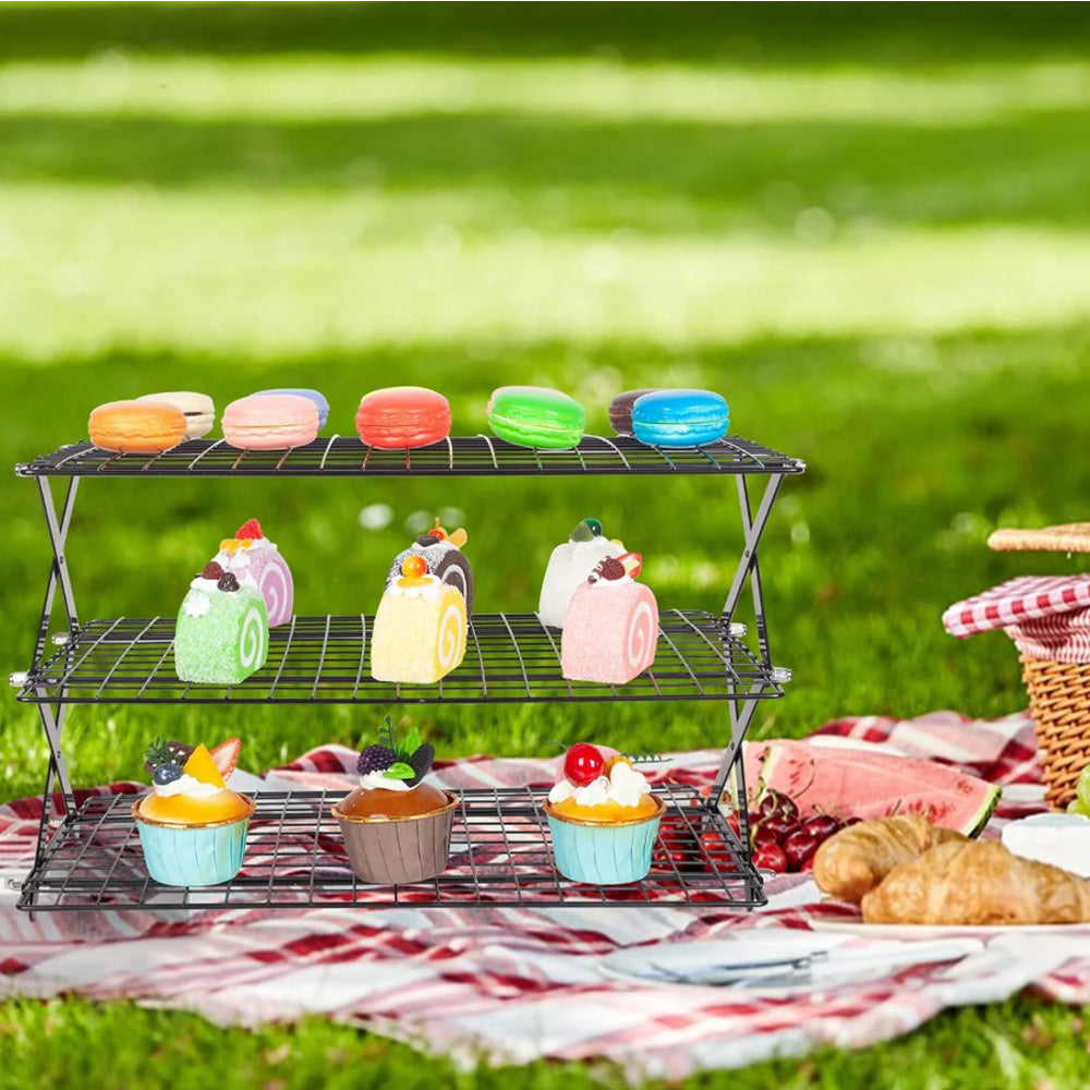 3 Tier Foldable Cooling Rack Stackable Wire Rack for Baking and Cooking
