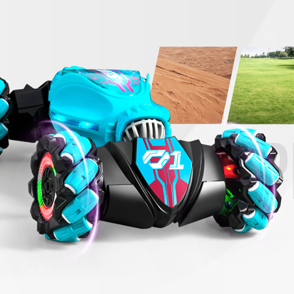 2.4GHz RC Stunt Car Toy with Light Music 4WD Off-Road Remote Control Twist Car Toy for Kids Xmas Birthday Green