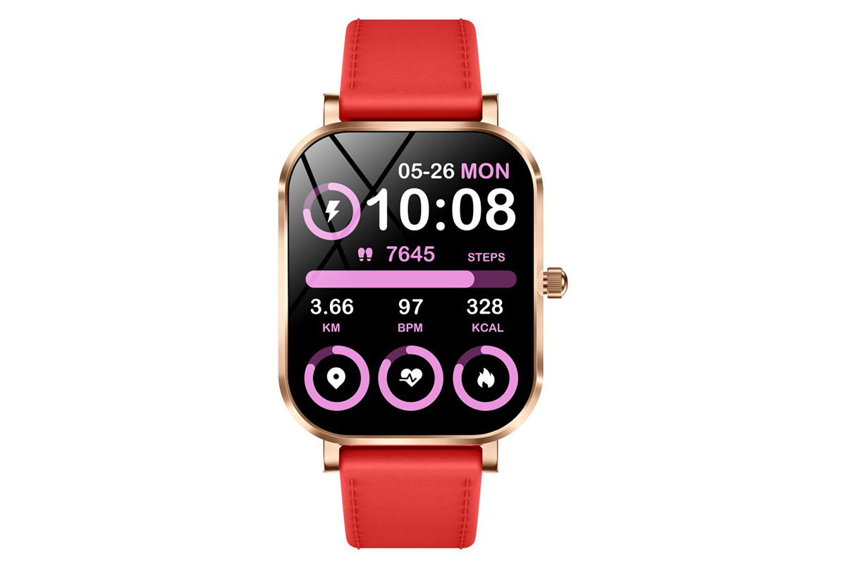Smart Watch Bluetooth Call Make Calls Musics Fitness Tracker Heart Rate Sleep Monitor -Red