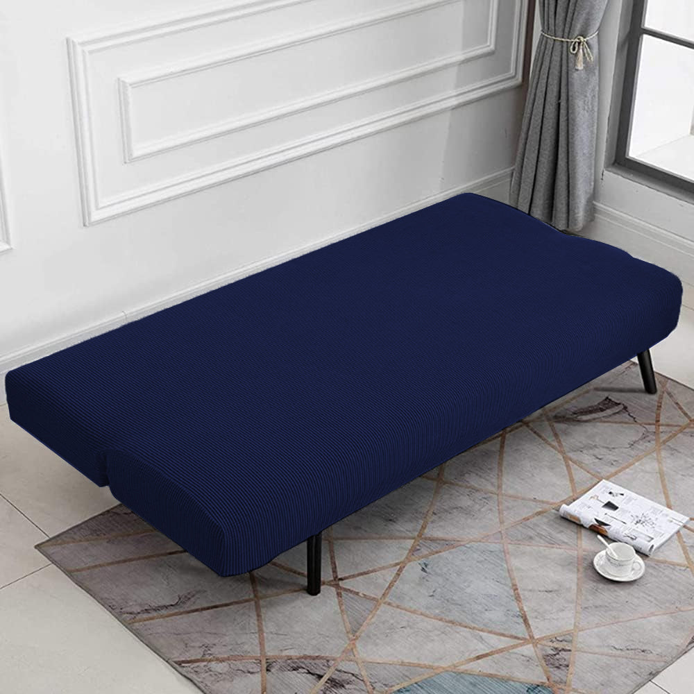 Stretch Armless Cover Sofa Bed Slipcover Protector Elastic Futon Protector Blue