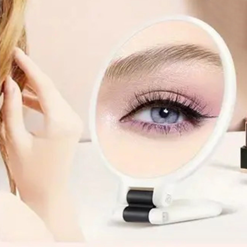 Foldable Double-sided Makeup Mirror 1X 30X Magnifying Mirror with Adjustable Stand White