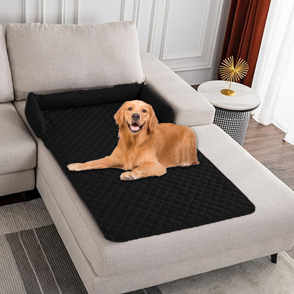 Plaid Water-resistant Sofa Cover for Pet Couch Cover Dogs Bed Cushion Black