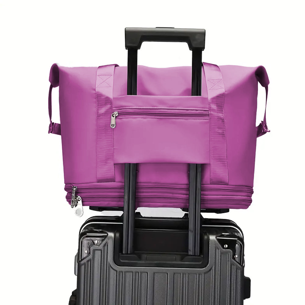 Expandable Wheeled Travel Duffle Bag Travel Foldable Rolling Gym Bag with Wheels Weekend Bag Dark Purple