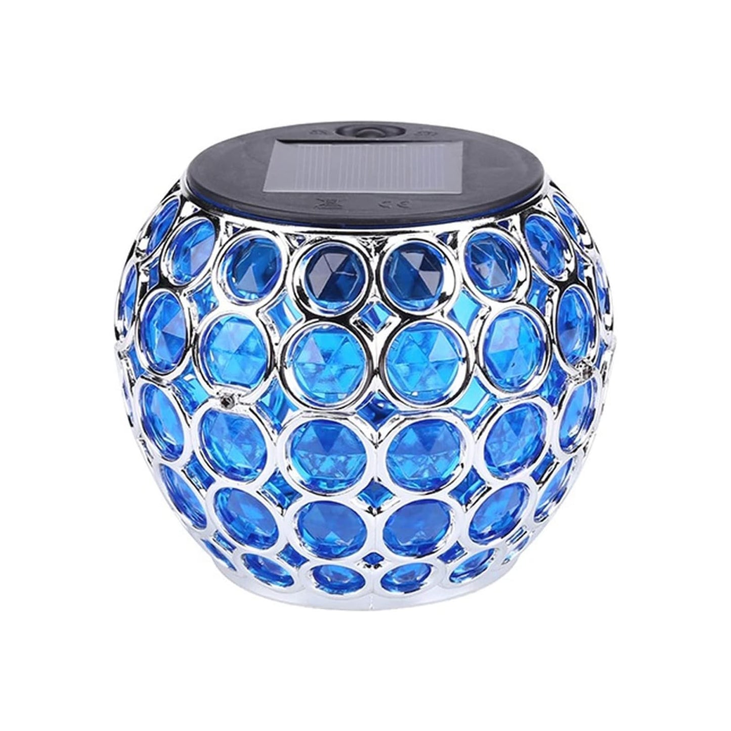 Solar Lamp Retro Hollow Lantern Mosaic Ball Lamp -Blue