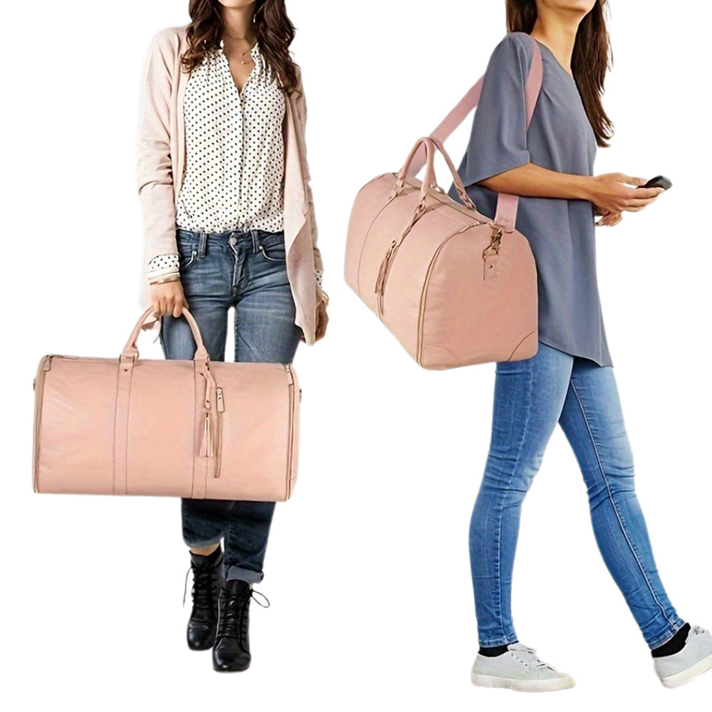 Foldable Duffel Bag Travel Garment Bag with Mini Pocket Pink