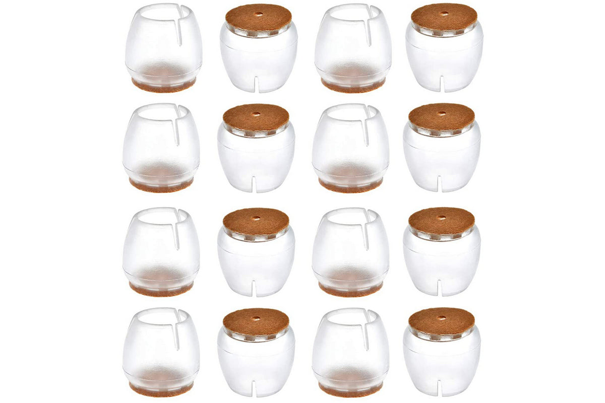32Pcs Chair Leg Floor Protectors Silicone Soft Square Round Covers Felt Bottom Silicone Pads with Glide Pads-Round