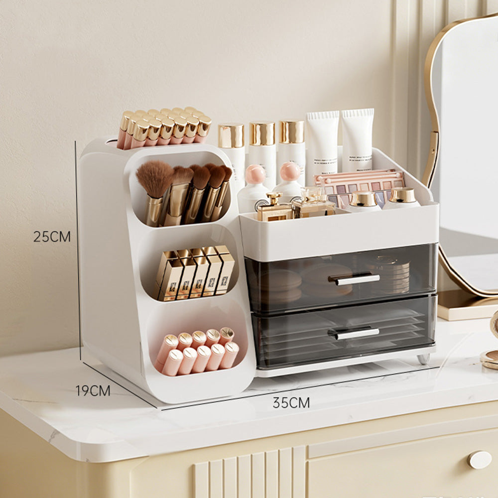 Cosmetic Organizer for Skincare Storage for Dresser Table Top-White