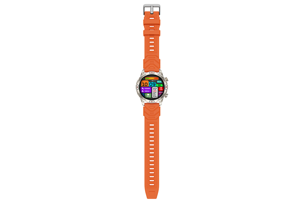 Smart Watch 1.43-Inch Fitness Watch with All Day Heart Rate Sleep Monitor Blood Oxygen Flashlight AI Voice Activity Tracker-Orange