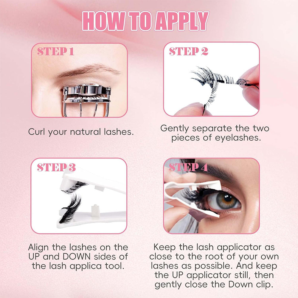4 Pairs of Reusable False Eyelashes with Tweezers Easy to Wear Eyelashes Kit Style 3