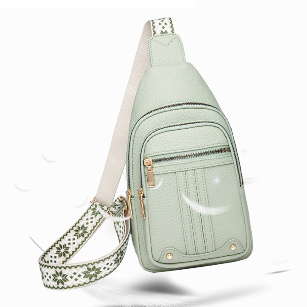 Women Sling Backpack Anti Theft Crossbody Bags with Adjustable Strap 5 Compartments Light Green