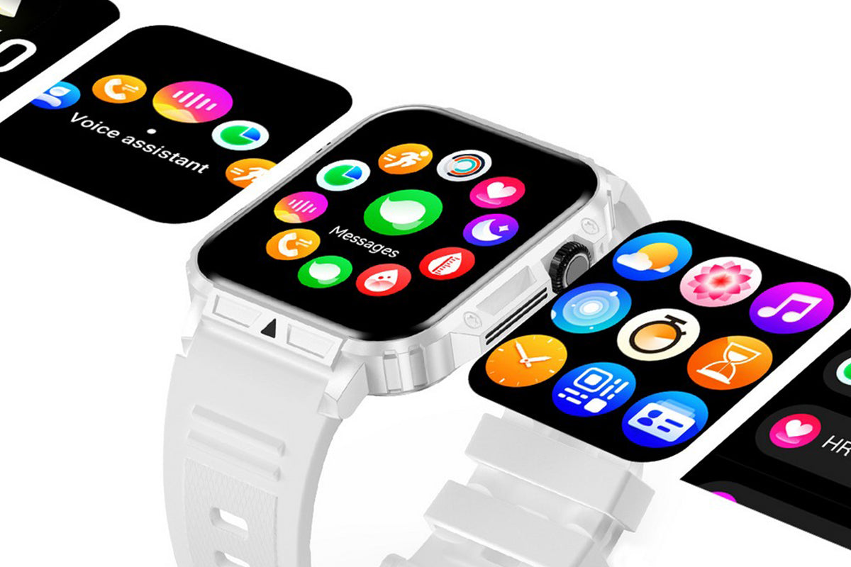 Military Smart Watch 1.95-Inch Fitness Tracker with Heart Rate Sleep Monitor 100 Sports Modes Activity Tracker-White