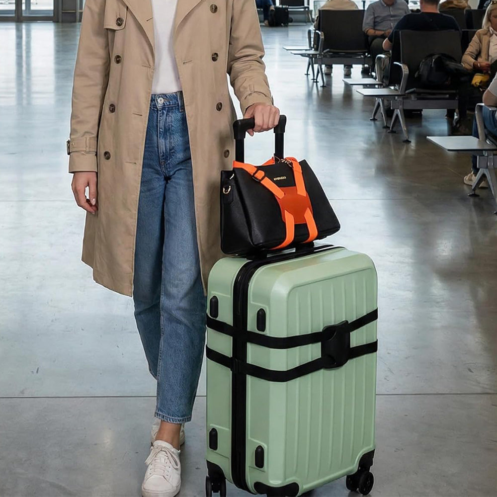 2 Piece Adjustable Elastic Luggage Strap - Orange