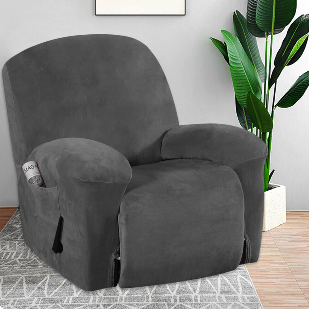 4Pcs Recliner Chair Cover Stretch Sofa Slipcover Separate Couch Covers-Grey