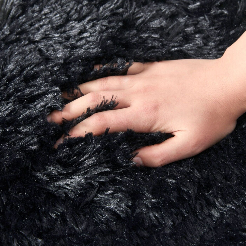 Non Slip Floor Mats Long Bedroom Rugs Fluffy Floor Mat Black