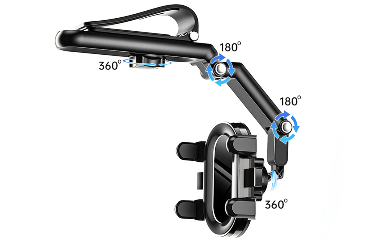 360 Rotating Car Phone Stand Multifunction Car Sun Visor Phone Holder -Black