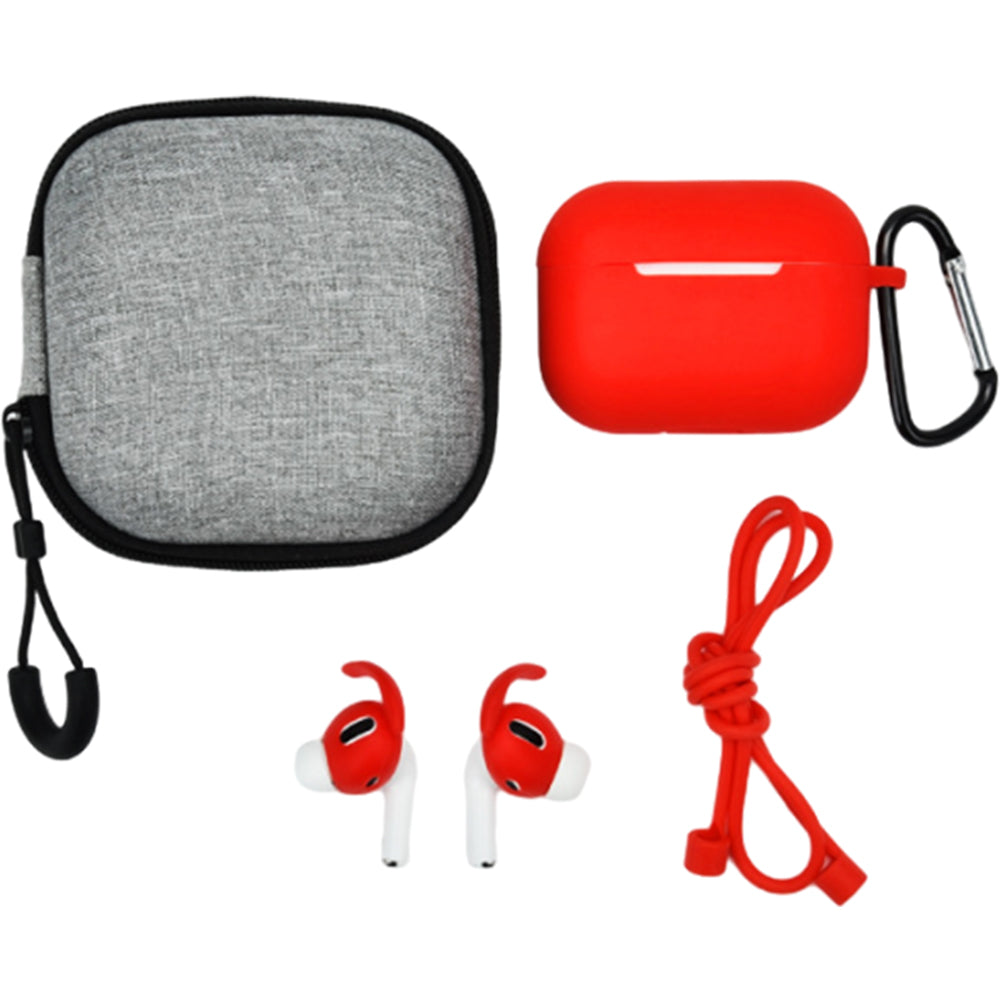 For Apple AirPods Case Cover Kit AirPod Earphone Protector Cover with Replacement Ear Tips Red