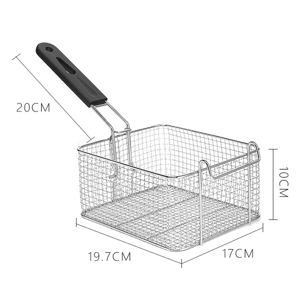 Stainless Steel Deep Fryer Basket with Removable Handle - Square