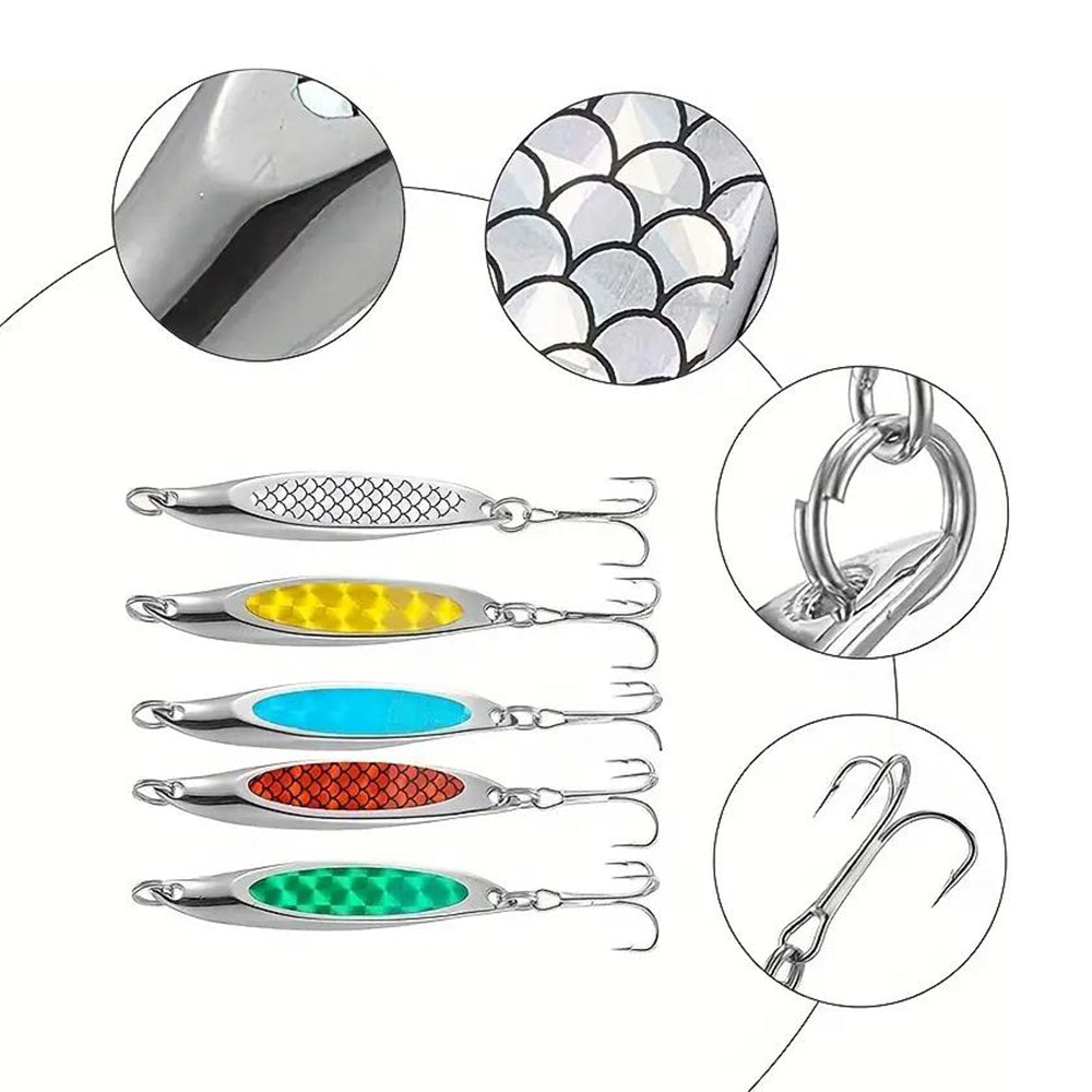 5 Pcs Fishing Lure Set Colorful Fishing Spinner Hard Baits Tackle Fishing Hooks