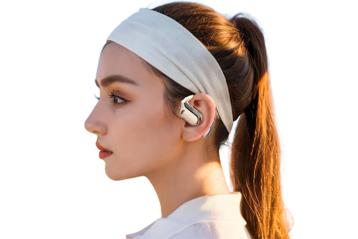 Bluetooth 5.4 Headphones TWS HiFi Stereo Earbuds Over Ear Ear Buds IP6 Waterproof Wireless Earphones LED Display Headset for Gym-Beige