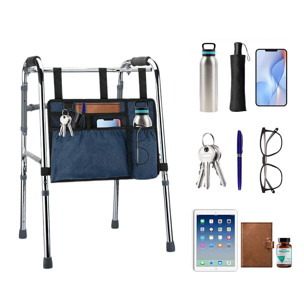 Premium Walker Storage Bag with Multiple Pockets-Blue