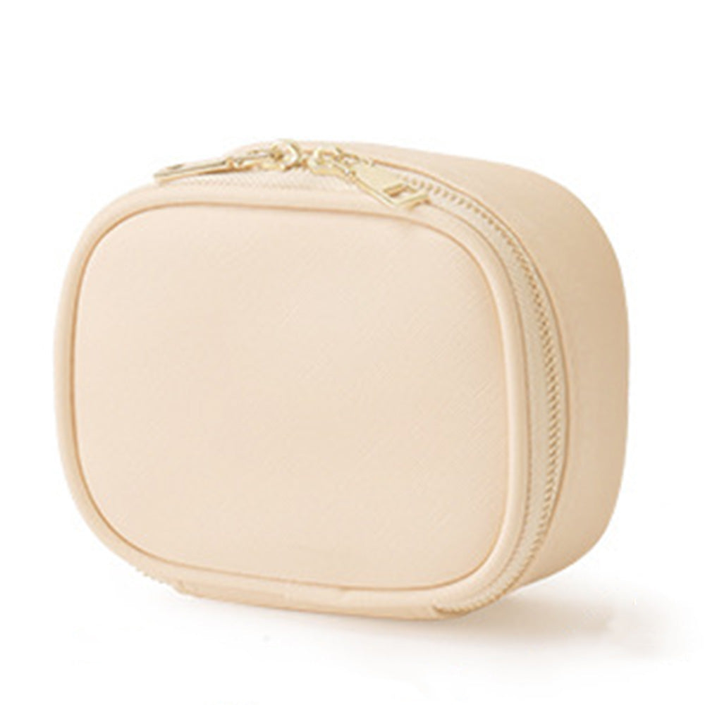 Compact Makeup Bag Travel Case with Mirror and Adjustable Light Stylish for Travel Beige