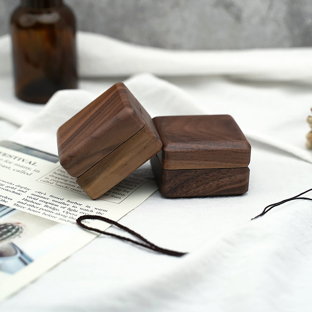 Wooden Ring Box Retro Jewelry Display Holder White
