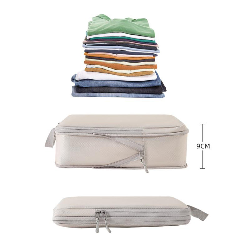 6Pcs Set Packing Cubes Travel Bags Compression Packing Organizer Bags for Travel Suitcases Storage Bags Beige