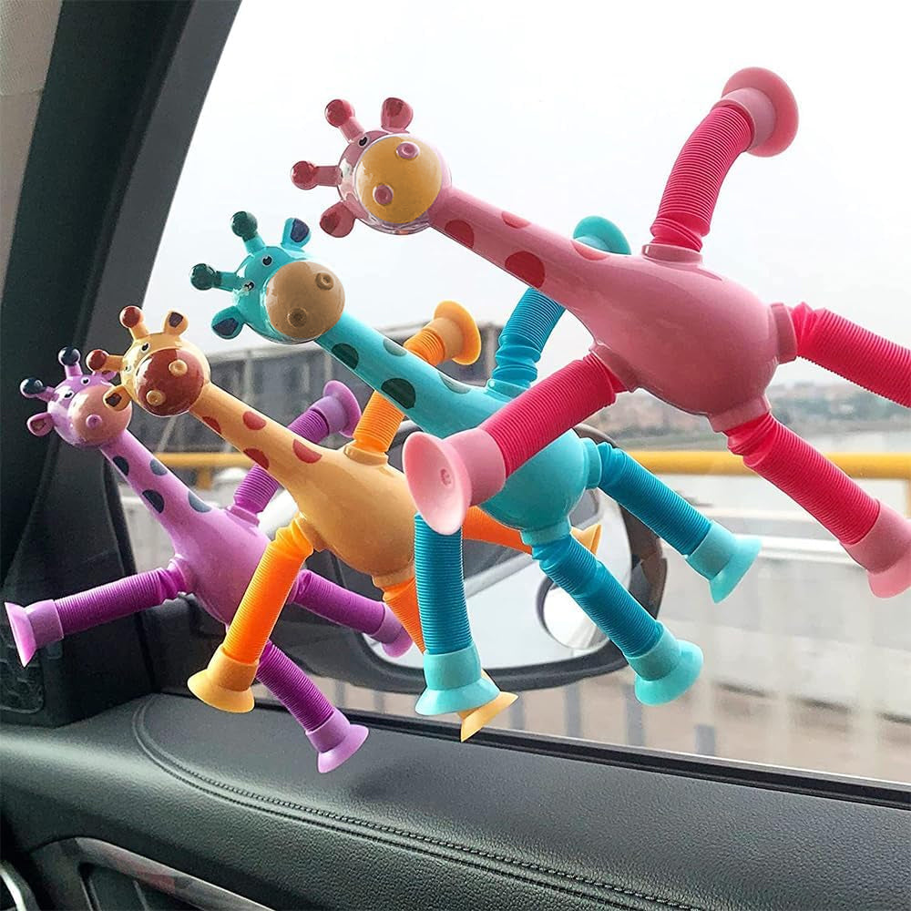 4Pcs Telescopic Suction Cup Giraffe Toy Fun Tube Toy Kid Toy