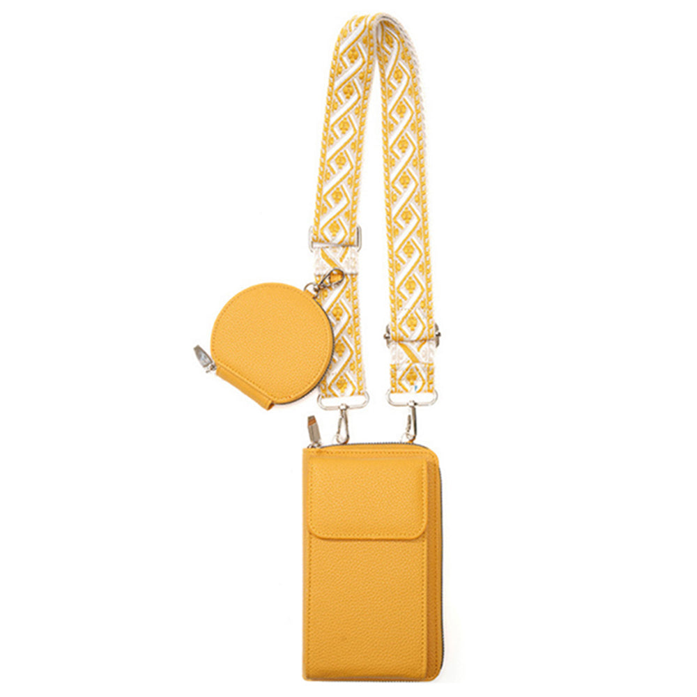 PU Leather Cell Phone Purse Women Small Crossbody Bags Cellphone Wallet Yellow