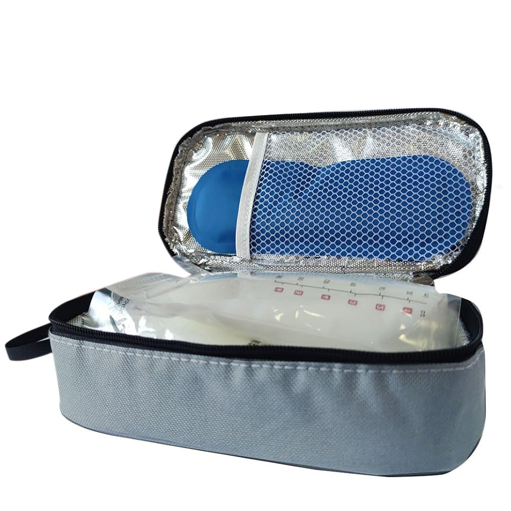 Insulated Insulin Cooling Bag ââ‚?Multi-Layer Medical Travel Cooler Gray
