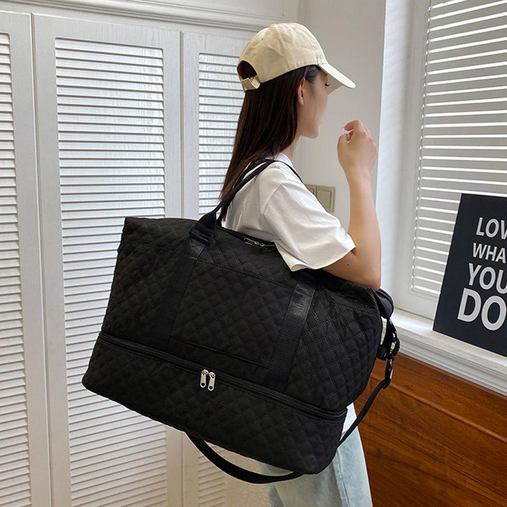 2Pcs Travel Bag Set Duffel Bag with Toiletry Bag Black