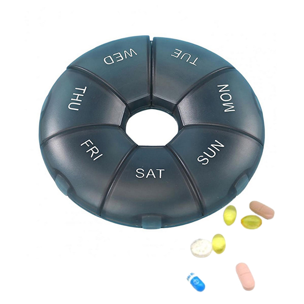 7 Day Weekly Pill Organizer Removable Travel Pill Case Portable-Black