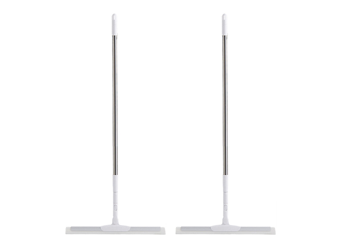 2 Piece Telescopic Long Handle Floor Squeegee Scrubber - White