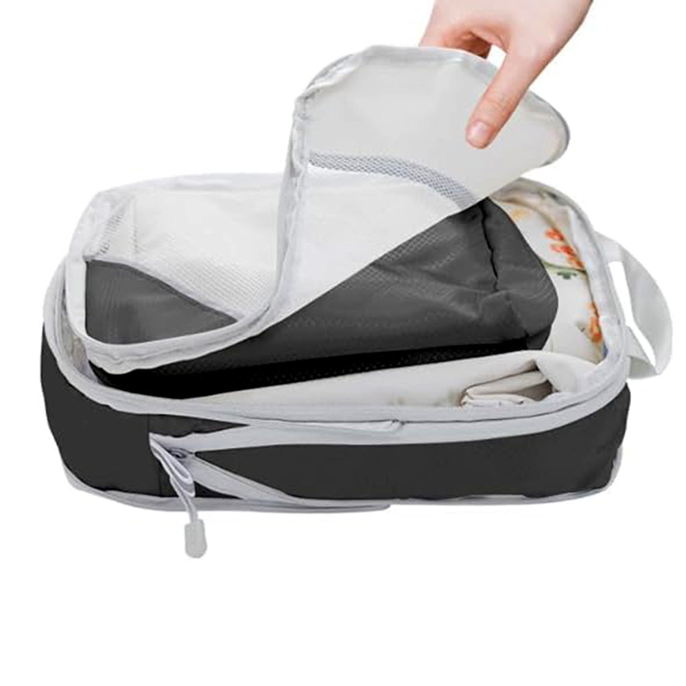 8 Set Compression Packing Cubes For Travel Essentials Expandable Luggage Storage Bags Set with Laundry Black