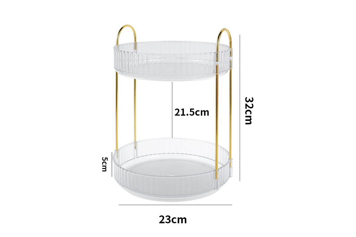 For Vanity 360 Degree Rotating Makeup Organizer Large Capacity Make Up Shelf-Transparent