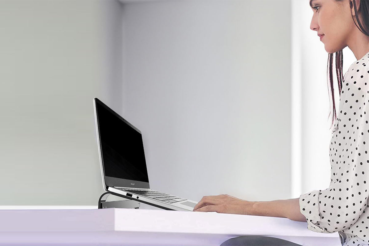 Laptop Stand Foldable Portable Desktop Holder Compatible with 10-18 inch MacBook-Black