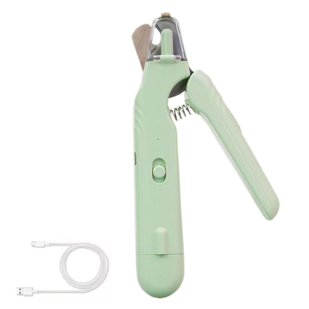 2-in-1 Pet Nail Grinder with LED Lights USB Rechargeable Dog Nail Clippers Cats Claw Trimmer Green